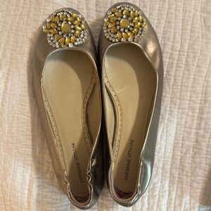 Adrienne Vittadini Gold Flats with Yellow Embellishment
